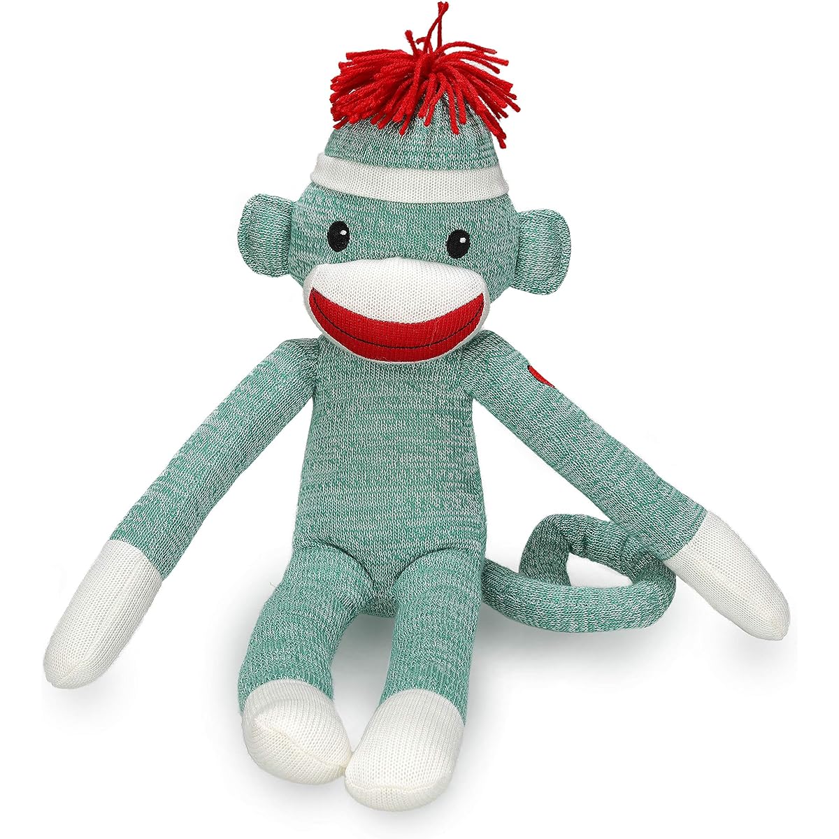 Plushland Adorable Green Socks Monkey Original Traditional Hand Crocheted Stuffed Animal Toy Gift Baby Teen Girl Boy Baby Doll Present Puppet 20"