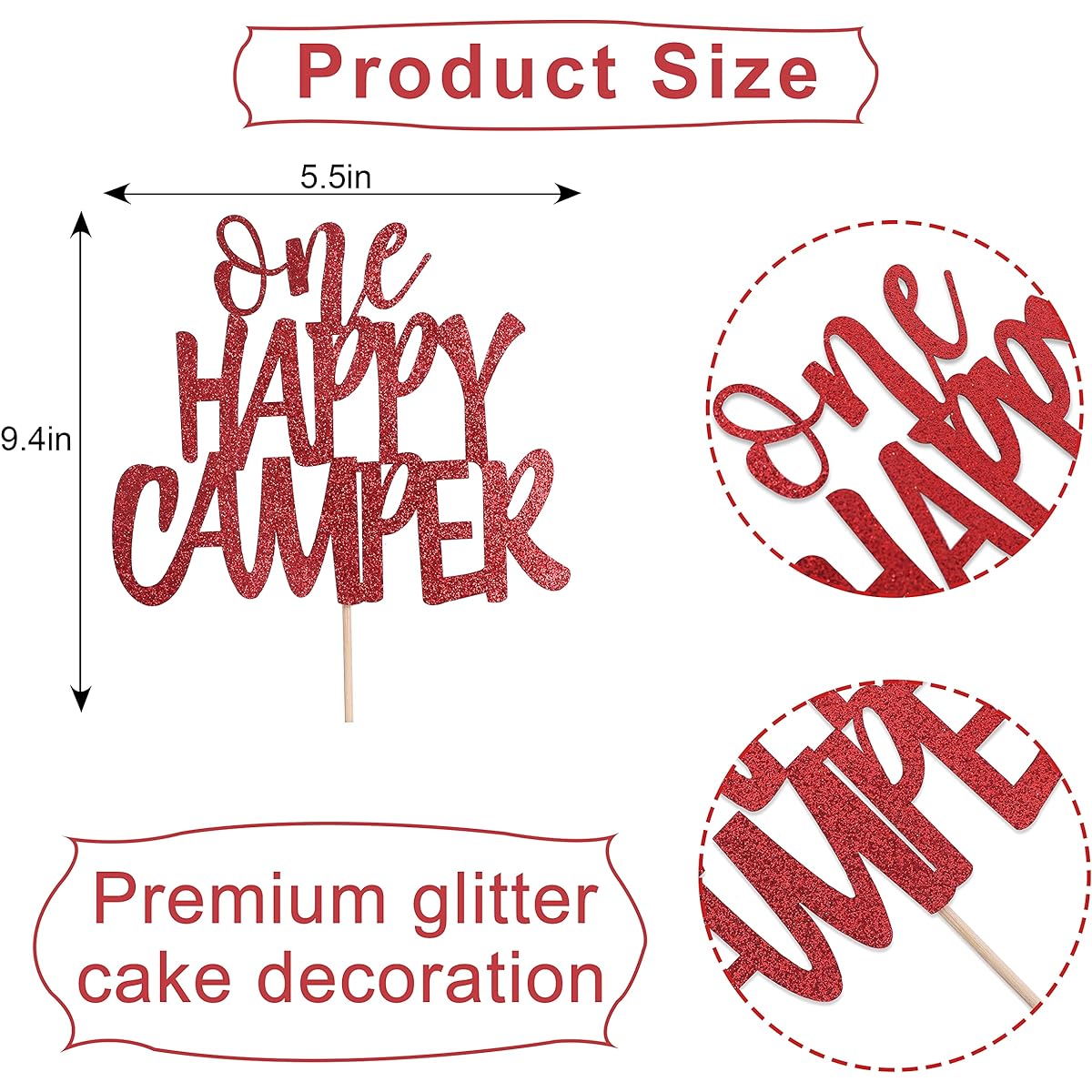Happy Camper Cake Topper 1st Birthday Lumberjack Camping Outdoor Campfire Tent Adventure Decorations First Birthday Party Supplies Baby Photo Props