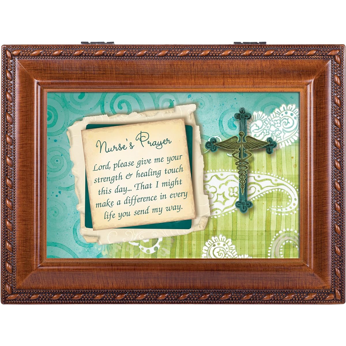 Nurse’s Prayer Wood Grain Music Box – Plays Ave Maria