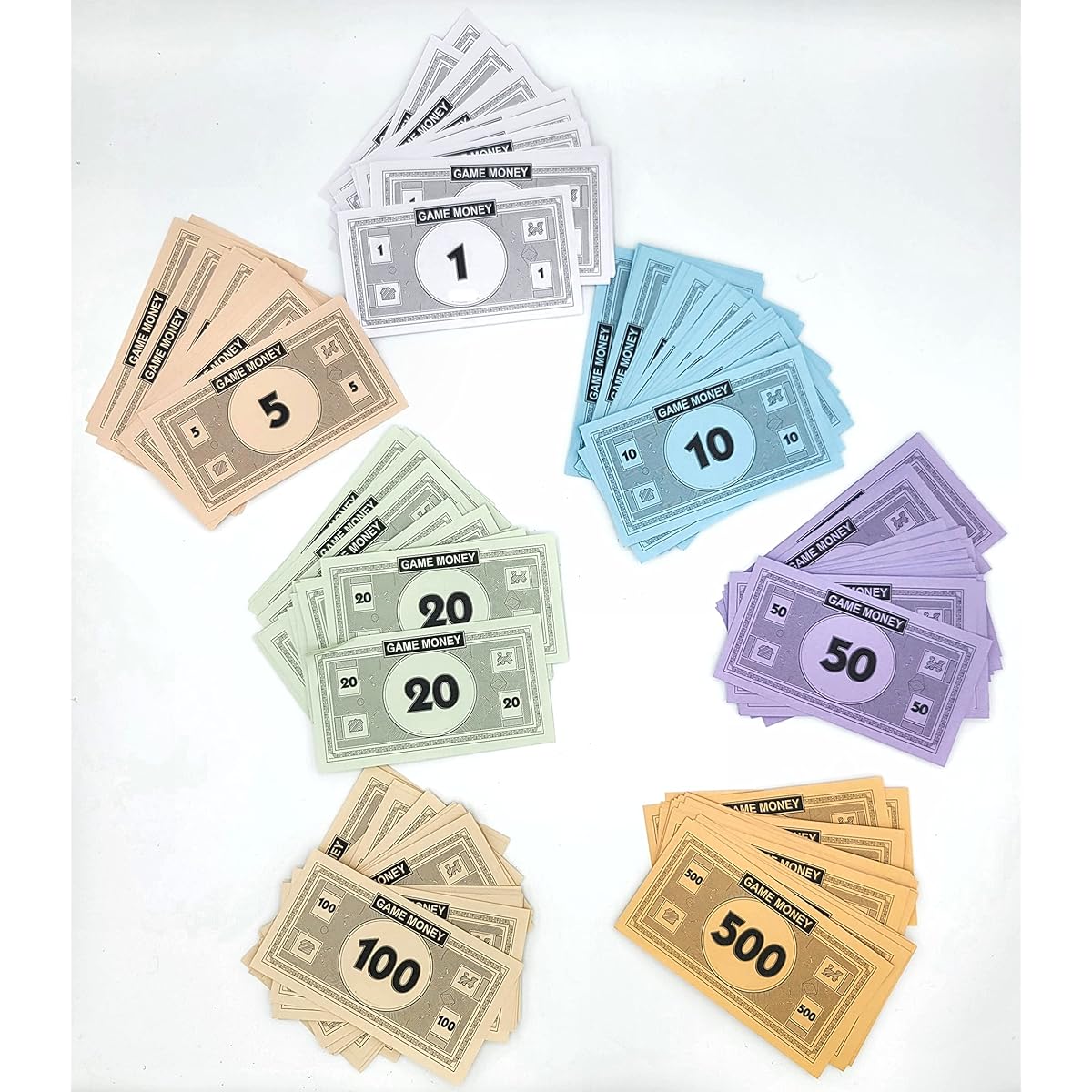 Valchemist Replacement Monopoly Money Refill Pack 60 Mixed Colors: $1, $5, $10, $20, $50, $100, $500 Bills