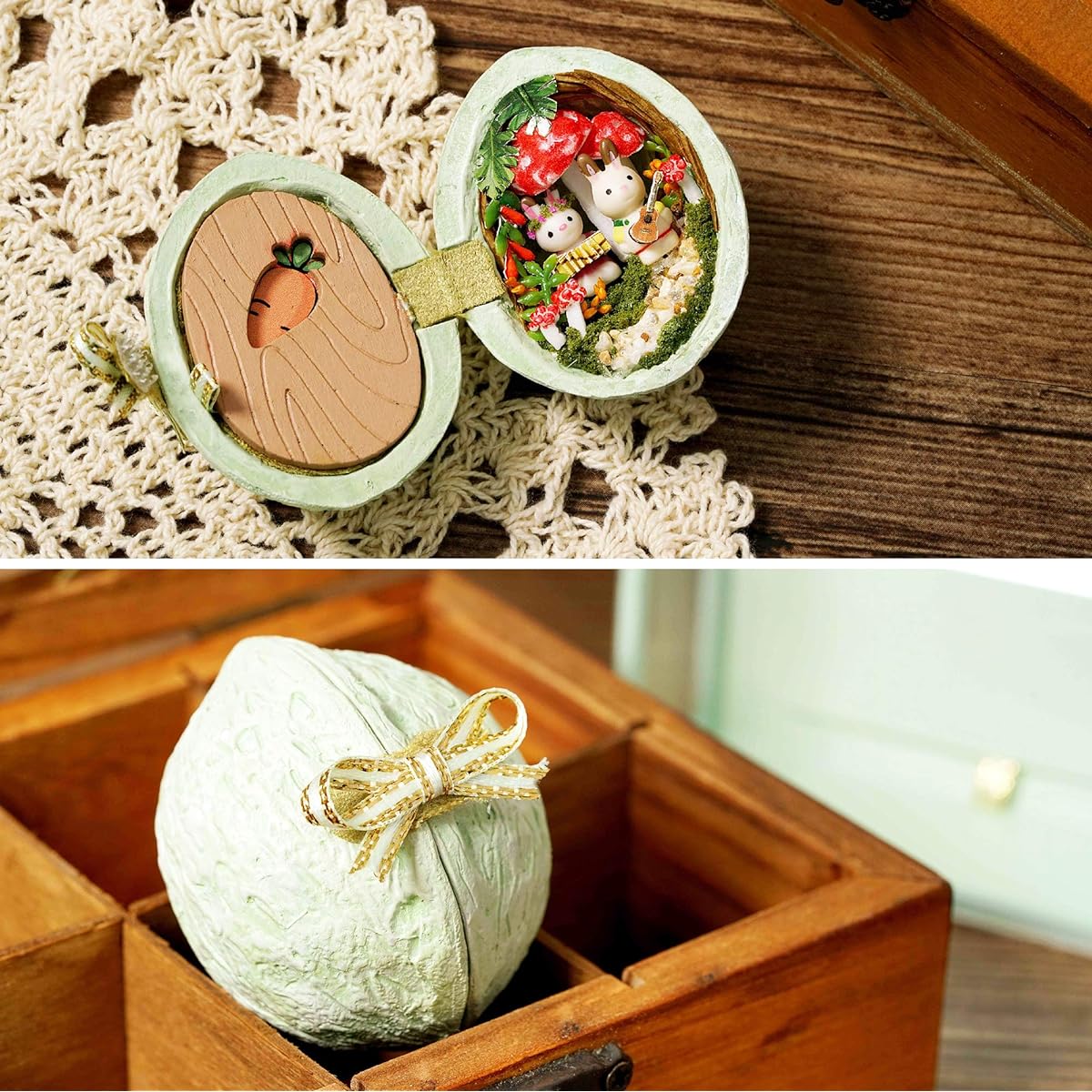 SPILAY DIY Dollhouse Cute Miniature Wooden Furniture Kit Special Collection Surprise Seed World Secret Series 1:24 Scale Doll Room Craft Creative Toys, Perfect Birthday Gift for Kids and Lovers