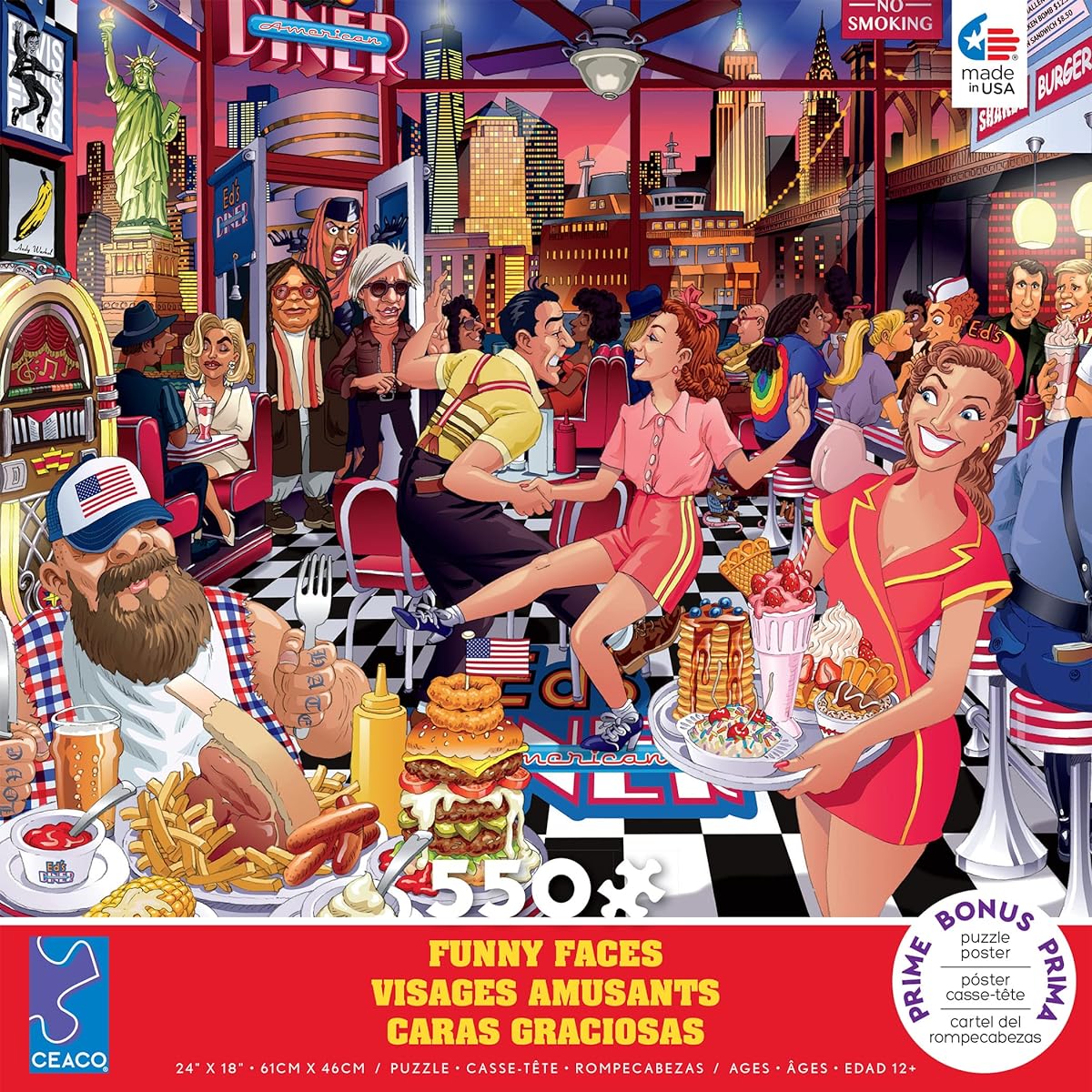 Ceaco - Funny Faces - USA Diner - 550 Piece Jigsaw Puzzle