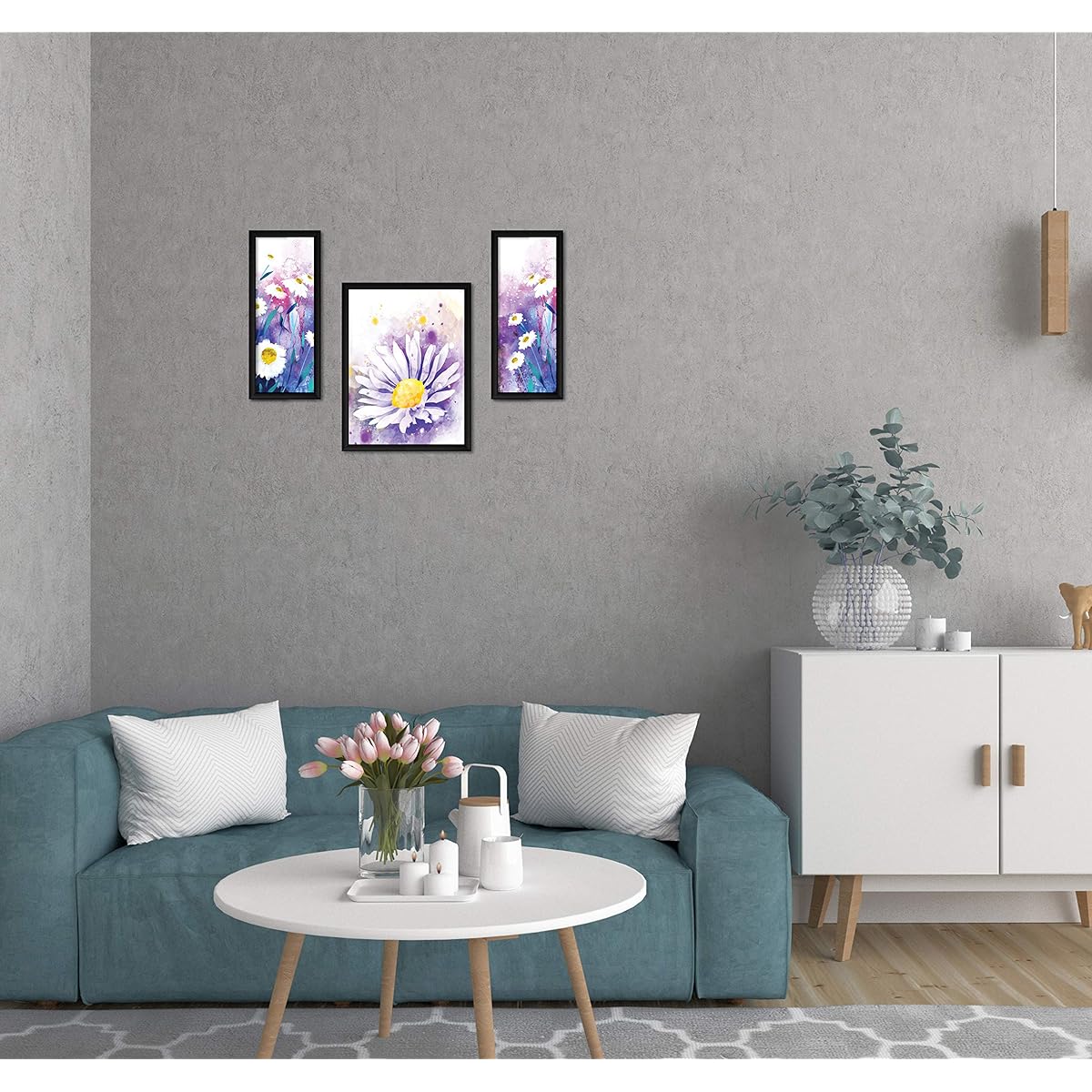 ArtX Paper Watercolor Flower Wall Art, Multicolor Floral, 13.5X22.5 Inch, Set of 3