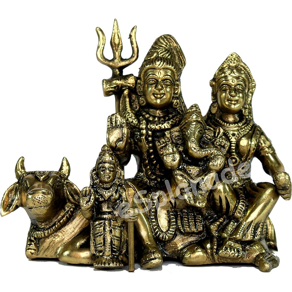 StonKraft Marble Shiva Lingam Shiv Lin Idol Murti Statue Adiyoji (Shiva Family)
