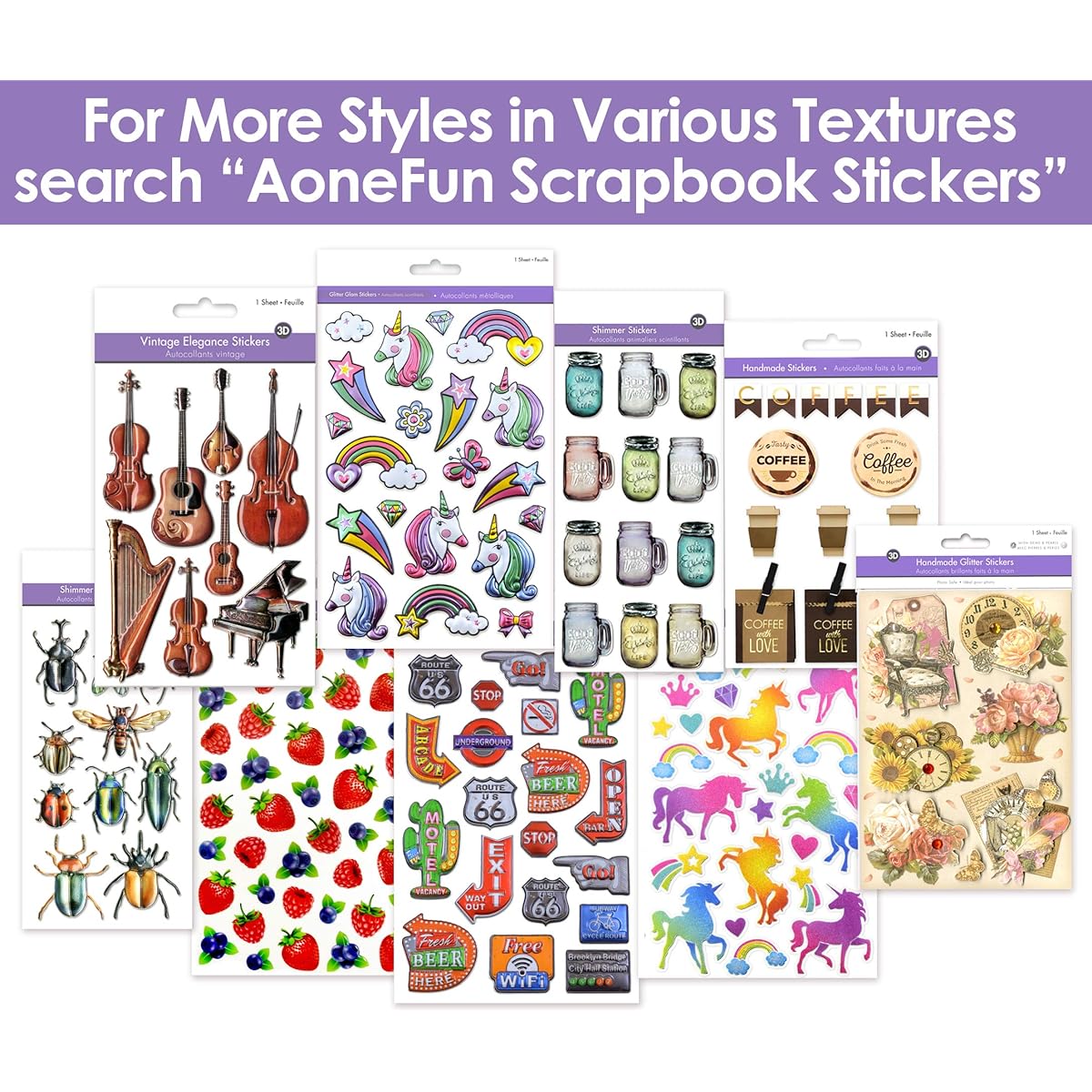 Unicorn Stickers for Girls Rainbow Stickers for Kids Girls Stickers Fluffy Stickers for Children Glitter Stickers 3D Stickers Kids Stickers for Girls Glitter Stickers