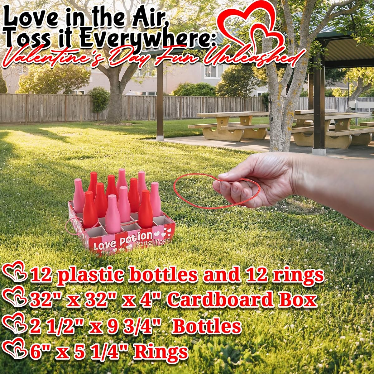 Valentine Bottle Toss Game - Valentine's Day Toys - 25 Pieces