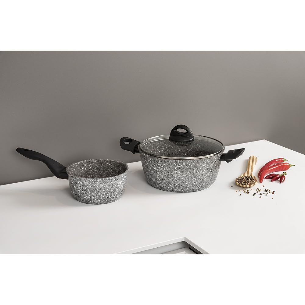 Barazzoni Two-handed pot, gray ∅24×H7cm Low casserole GRAN SASSO PLUS 8551040248600