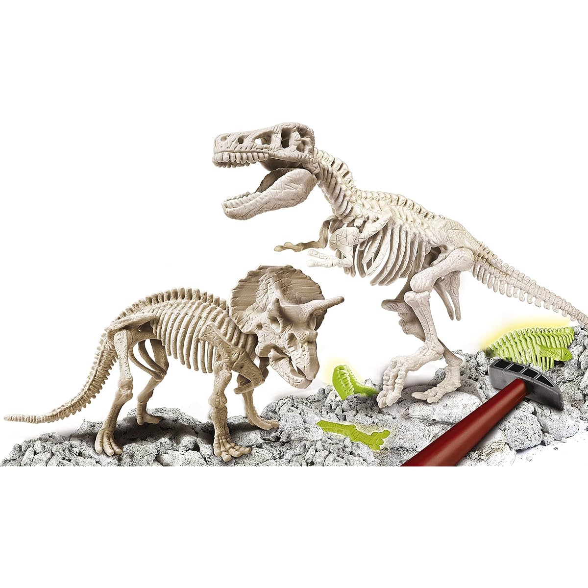 Clementoni 69408 Galileo Science Excavation Set T-Rex & Triceratops Toy for Ages 7+ Dinosaur Fossil Excavation with Hammer & Chisel for Little Researchers