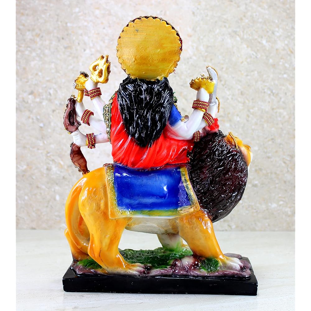 eSplanade Resin Maa Durga Mata Rani Sherawali Murti Idol Statue Sculpture 8 X 11.5 Inch