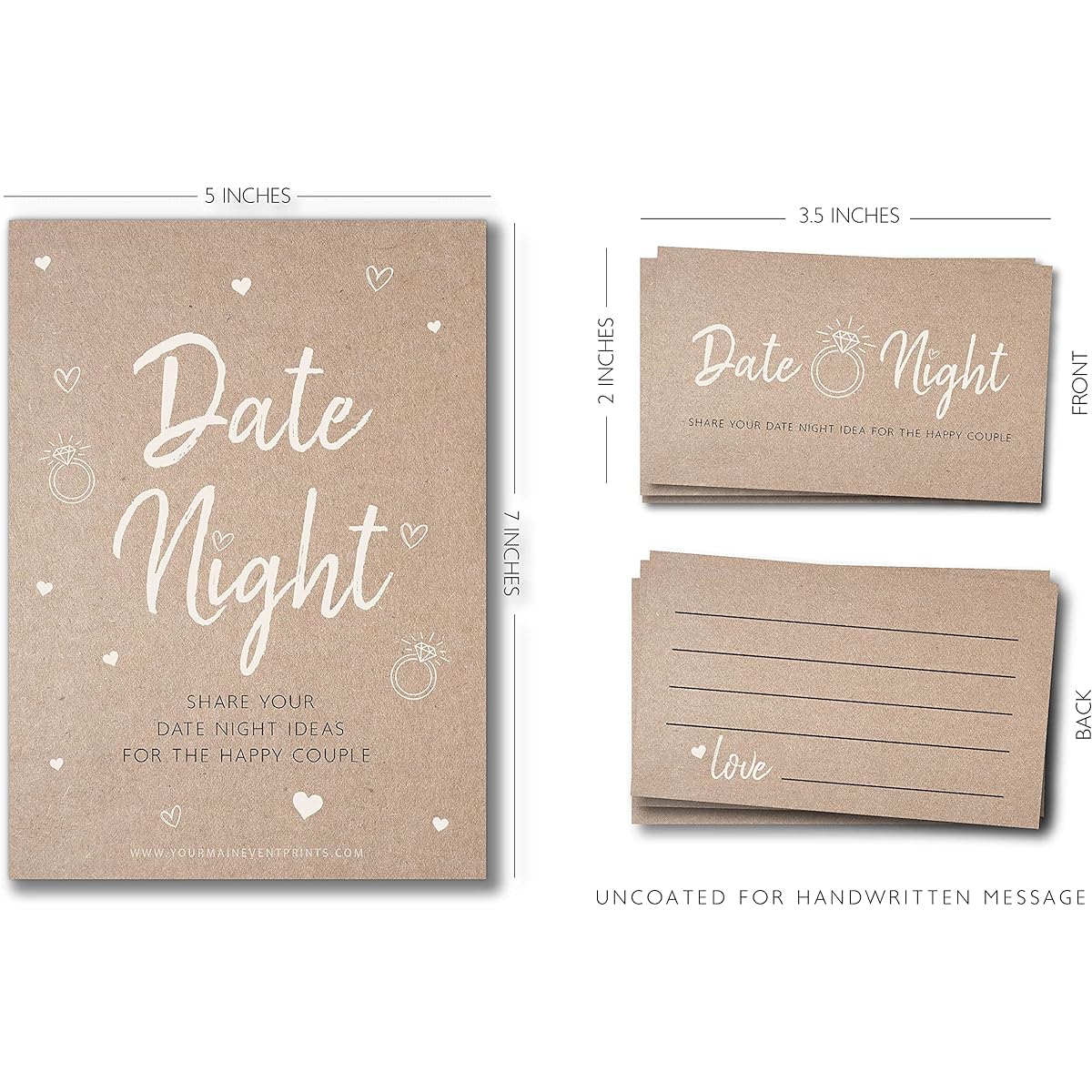Kraft Rustic Date Night Game Signs and Cards Perfect for Bridal Showers and Weddings