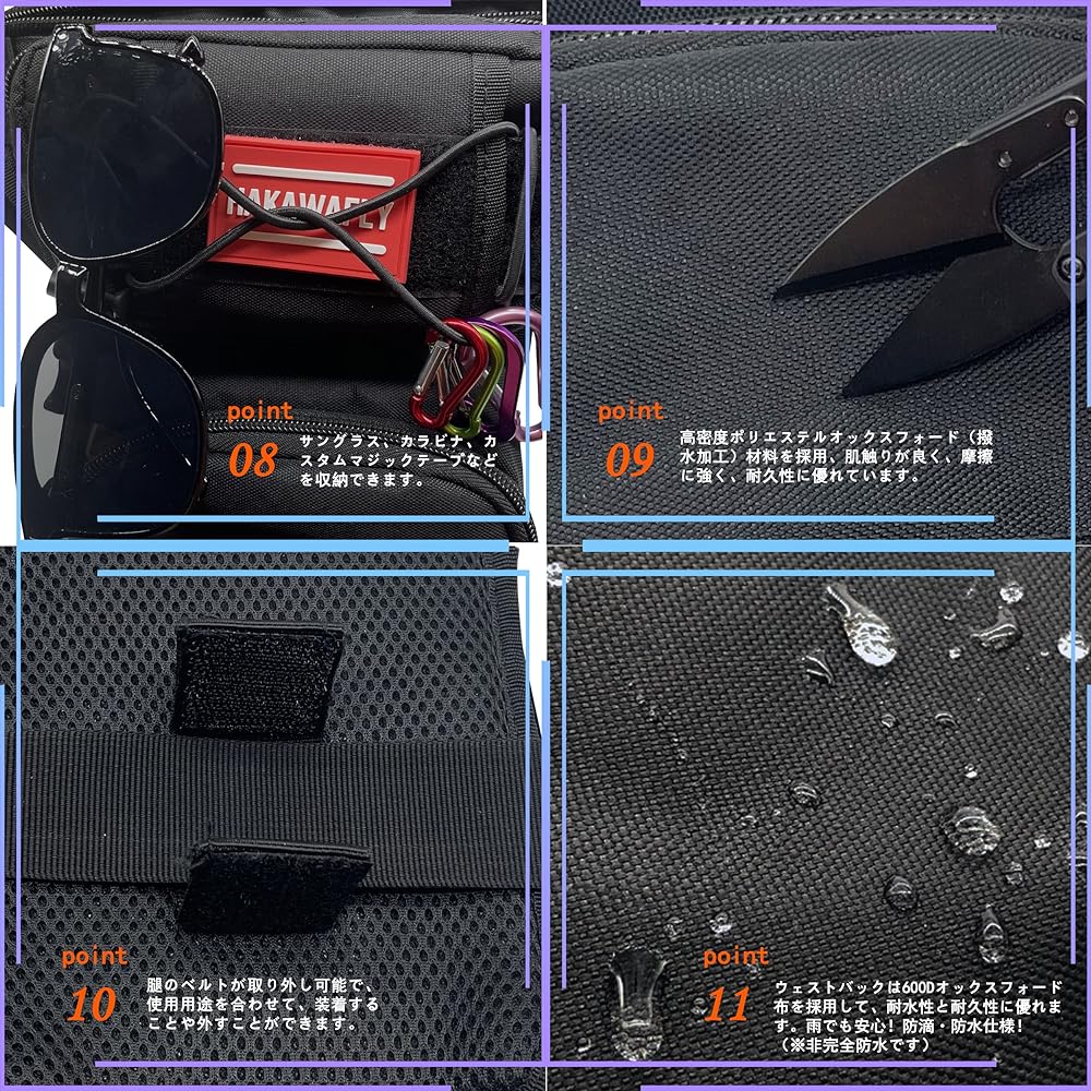 HAKAWAFLY Leg Bag Fishing Multifunctional Leg Pouch Bike Eging Bag Lightweight Fishing Bag Water Repellent Holster Bag Bicycle Fishing Bag Waterproof (Black)