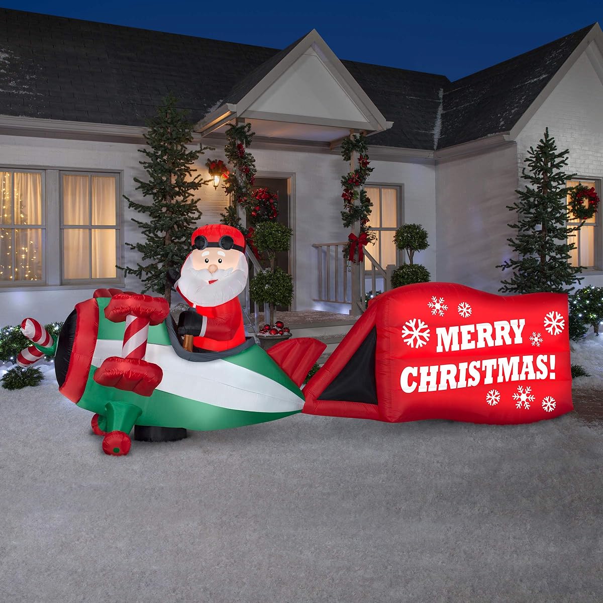 Gemmy 16ft Inflatable Air Blown Santa Airplane