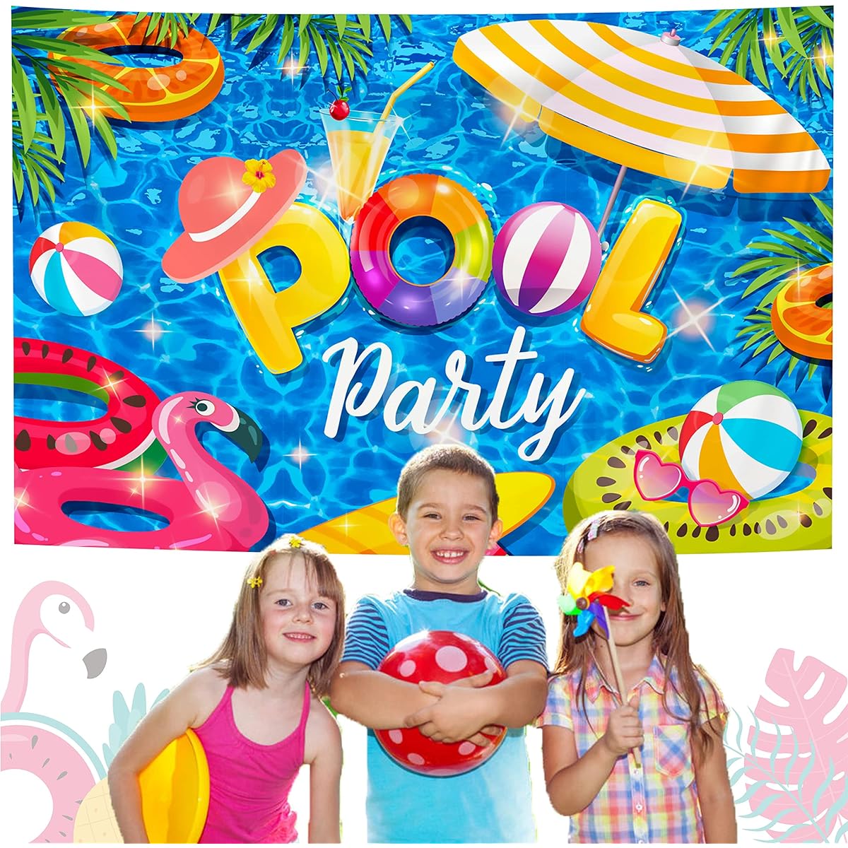 Pool Party Backdrop Decoration Summer Beach Pool Party Photography Backdrop Hawaii Pool Beach Theme Birthday Party Supplies