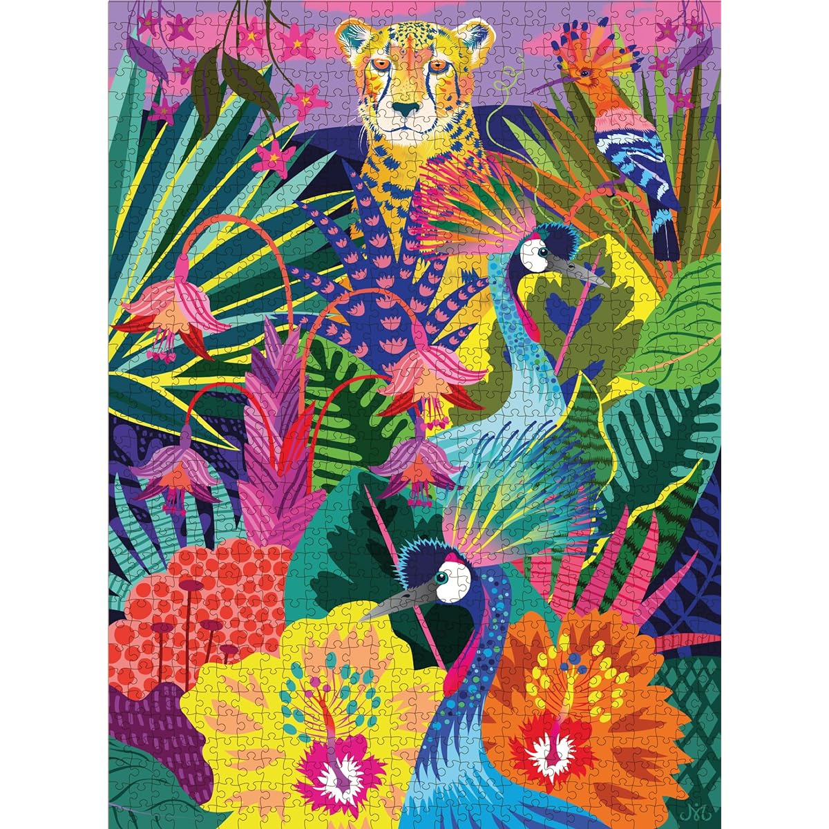 Elena Essex Puzzle for Adults 1000 Pieces - Wilderness Safari | Jigsaw Puzzle 1000 Pieces | Colorful Jungle Cheetah Cat Puzzle | Jigsaw Puzzle Size 20 x 28 Inches