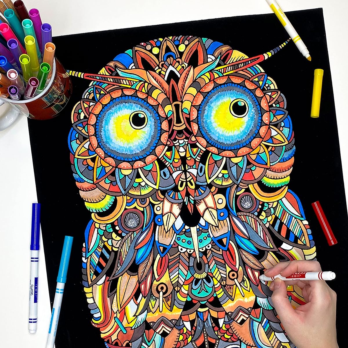 Owl - 16x20 Fuzzy Velvet Detailed Colouring Poster