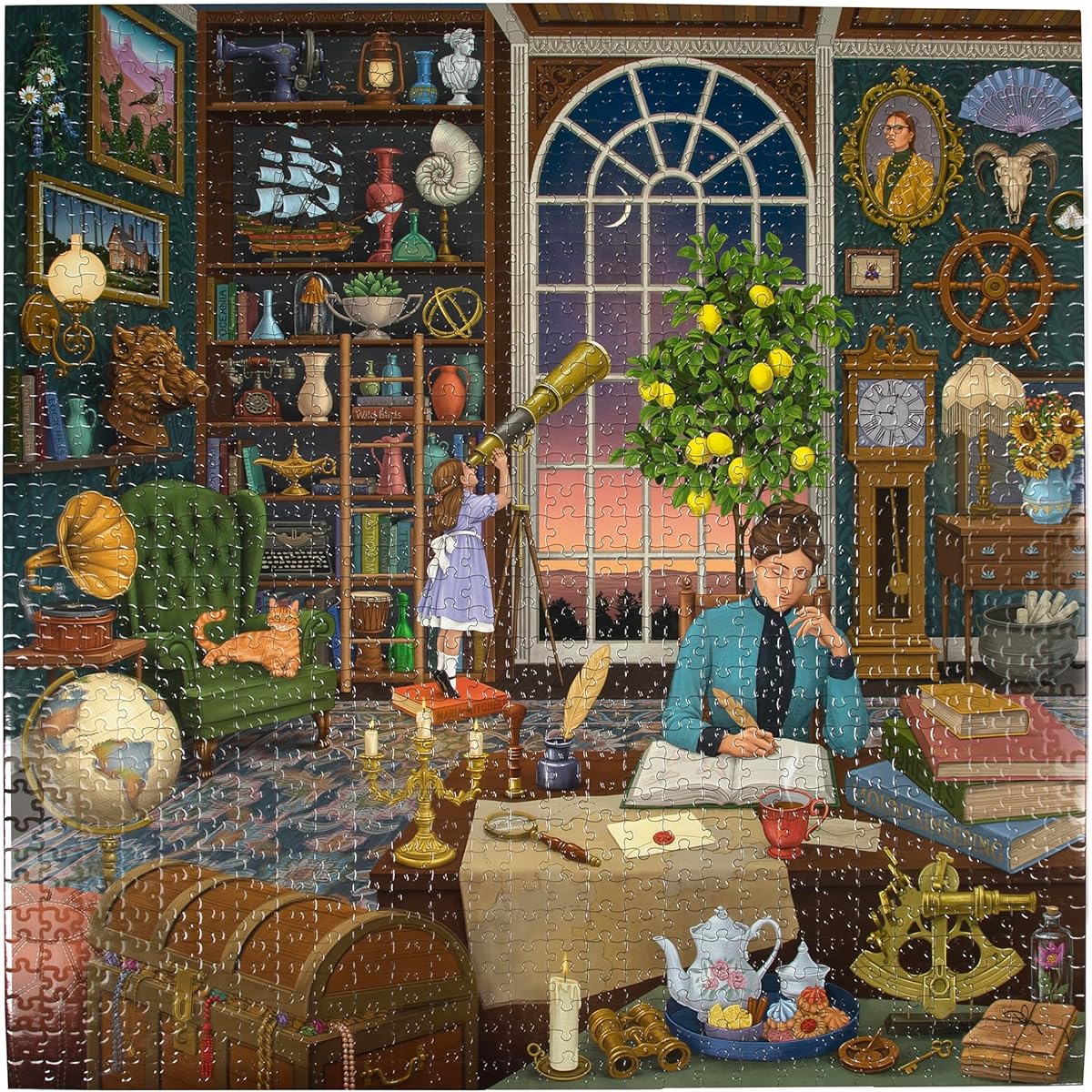 eeBoo Piece & Love:Alchemist's Library - 1000 Piece Puzzle - Square Jigsaw Puzzle for Adults 23x23 with Image Reference Insert, Glossy Pieces
