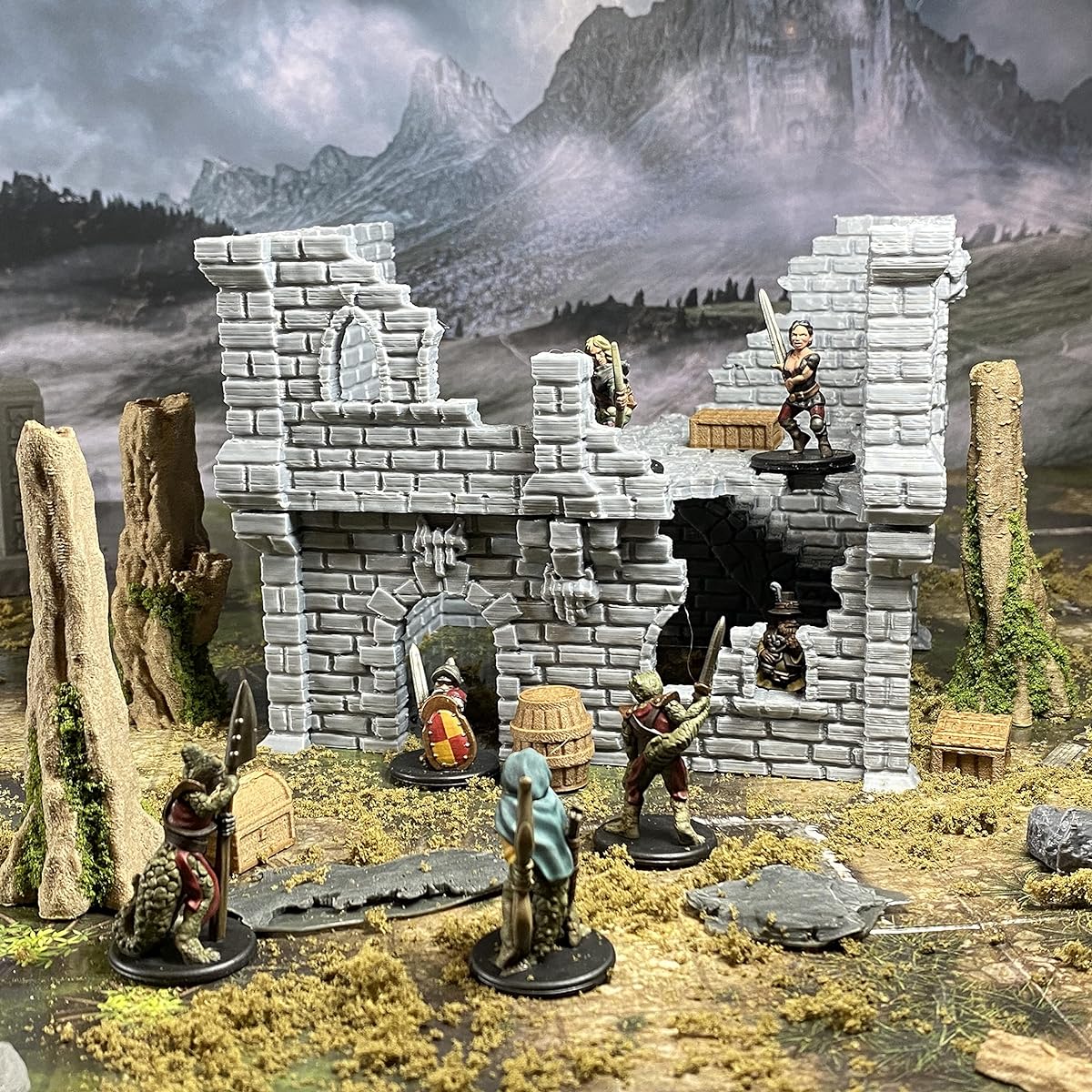 Extruded Gaming Building Ruins Set 5