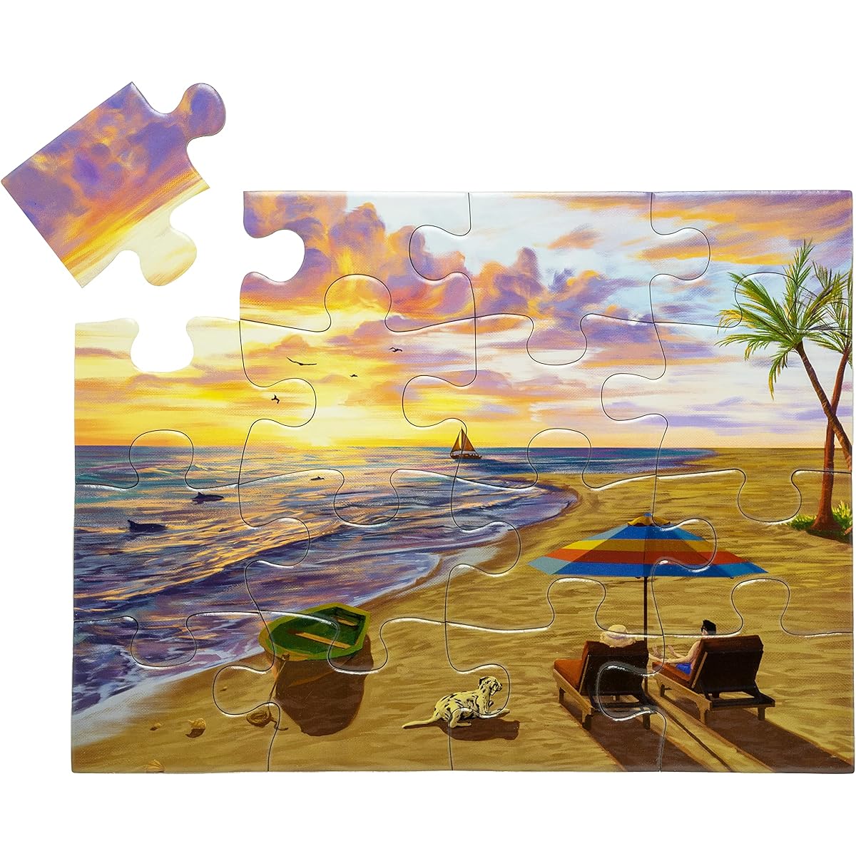 GoodDay Puzzles 16 Piece Jigsaw Puzzle "Beach Day" | Dementia/Alzheimer's Activities | Easy Puzzle for Adults | Gift for the Elderly