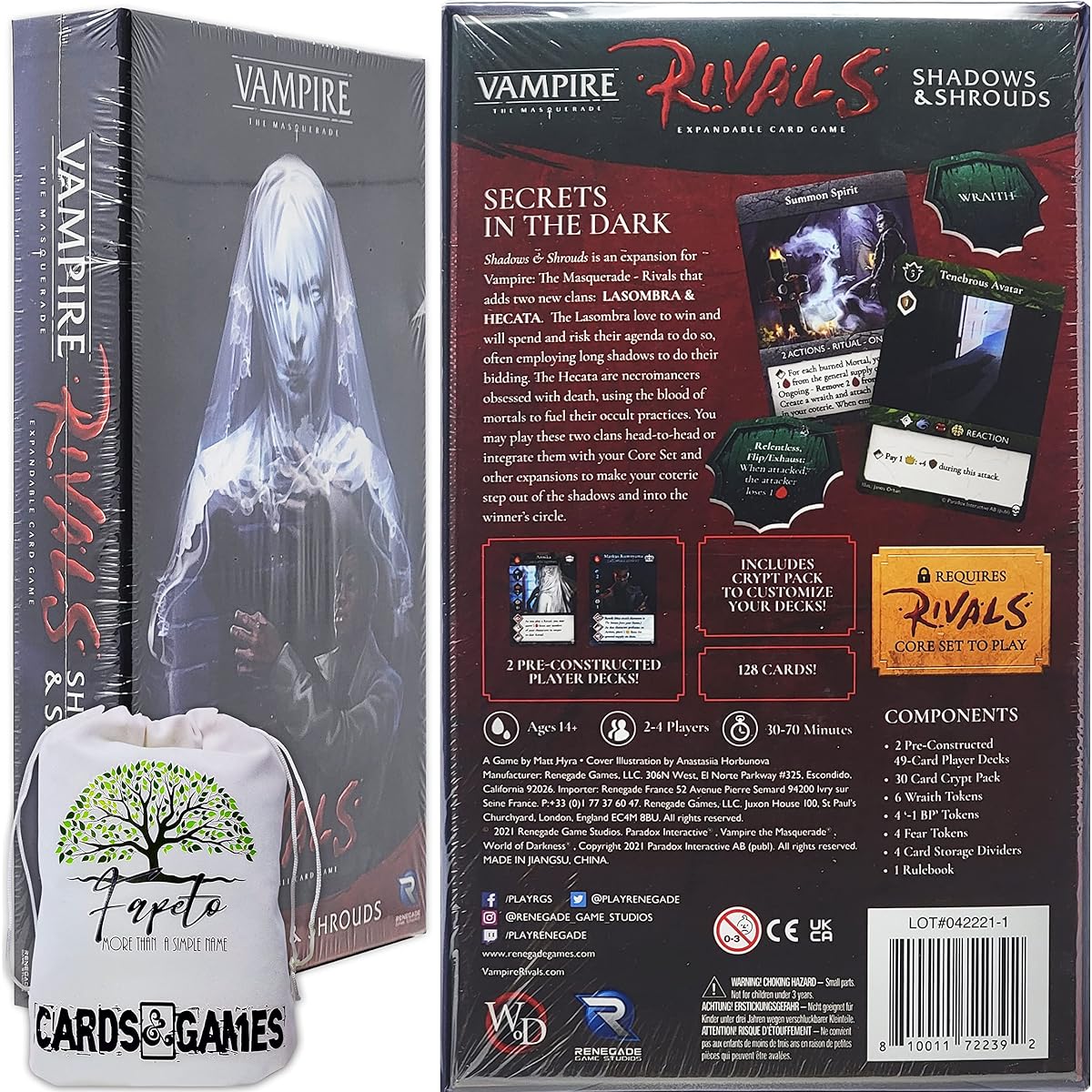 The Bloodsuckers | Vampire Rivals Adversaries| Card Game Only EXPANSIONS (Shadows & Shrouds, The Heart of Europe, The Dragon & The Rogue) with Random Color Drawstring Bag