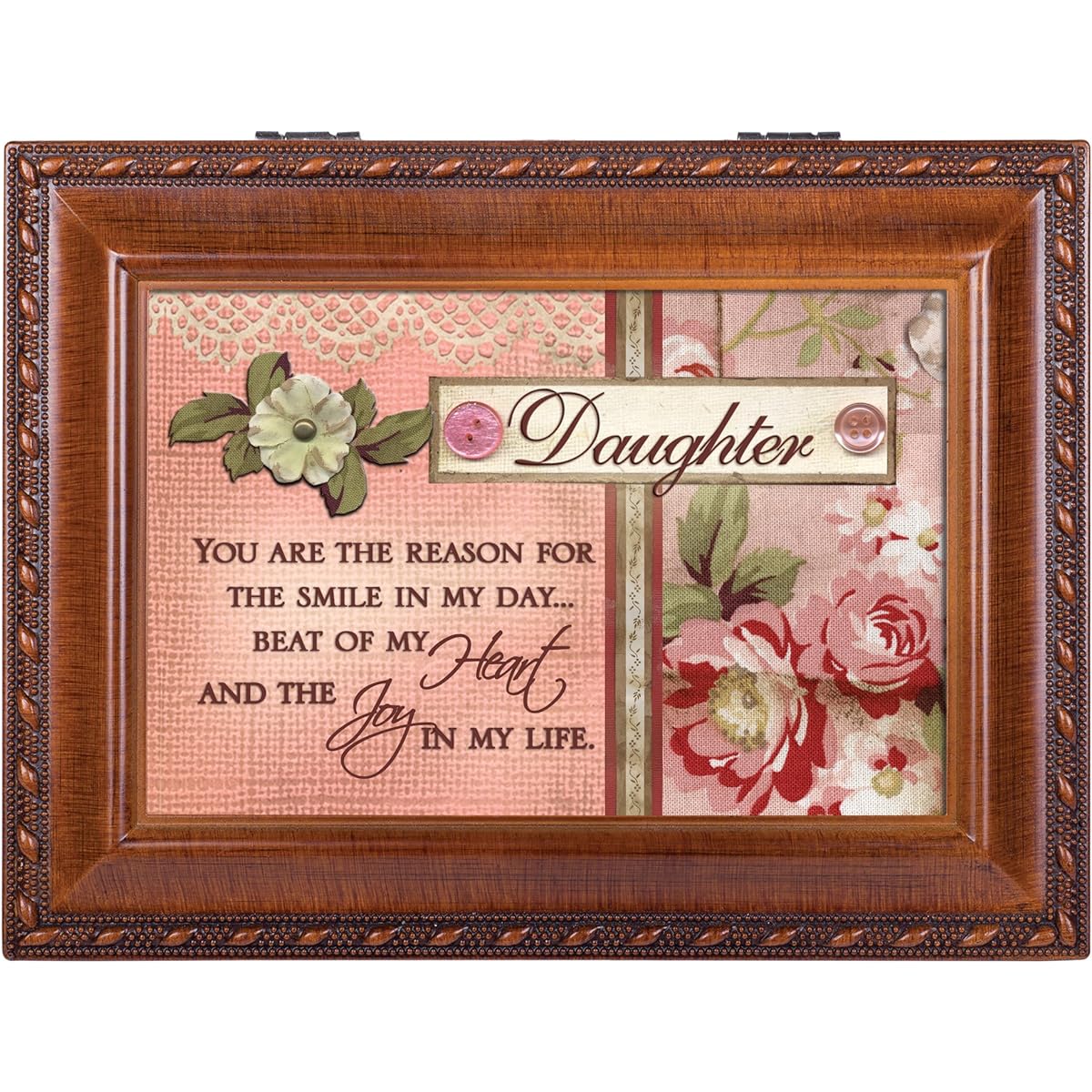 Cottage Garden Daughter Woodgrain Music Box/Jewelry Box Plays Light Up My Life