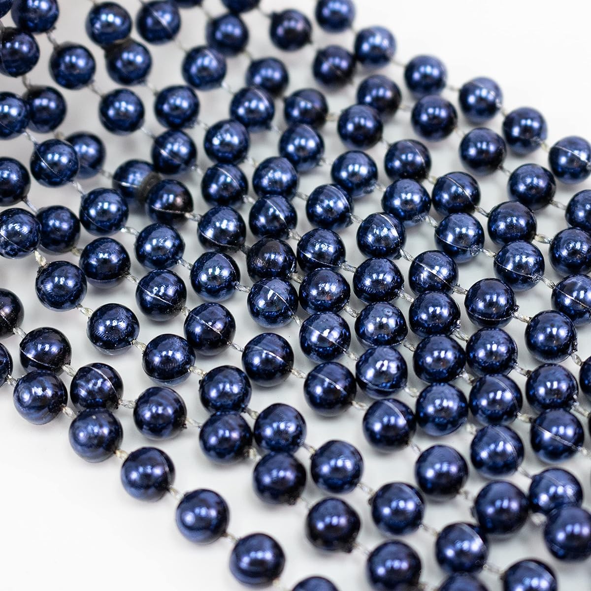 GIFTEXPRESS 72 Pack 33 Inch Mardi Gras Bead Necklace Metallic Navy Blue Bead Necklace Mardi Gras Throw Party Bead Costume Necklace, Plastic, No Gemstones.