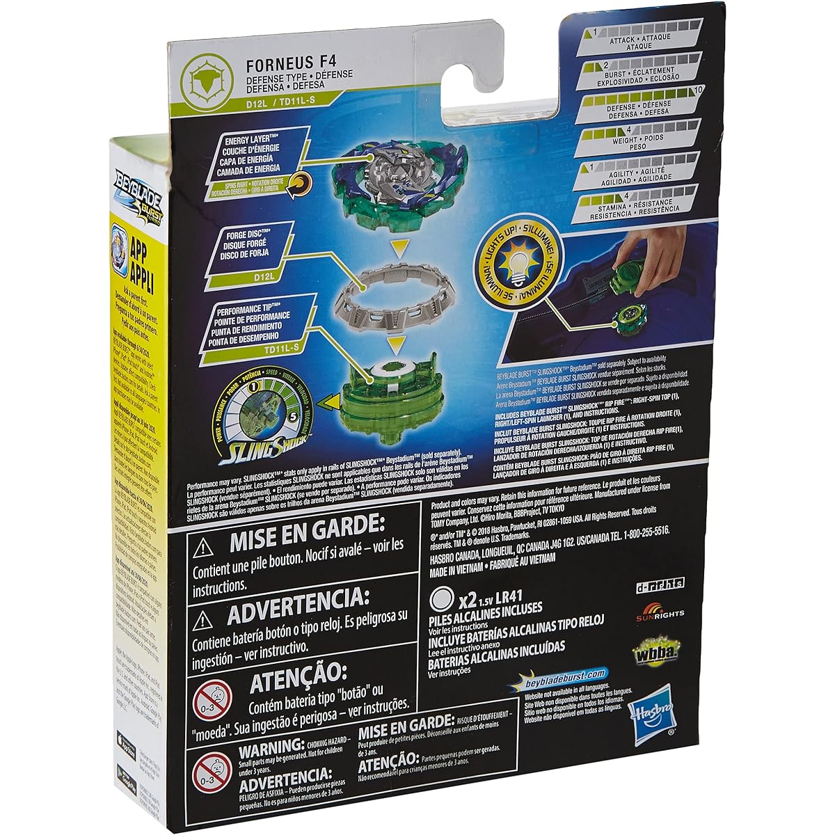 BEYBLADE Burst Slingshock Ripfire Starter Pack Forneus F4: Light Up Top with Right/Left Spin Launcher, Ages 8+