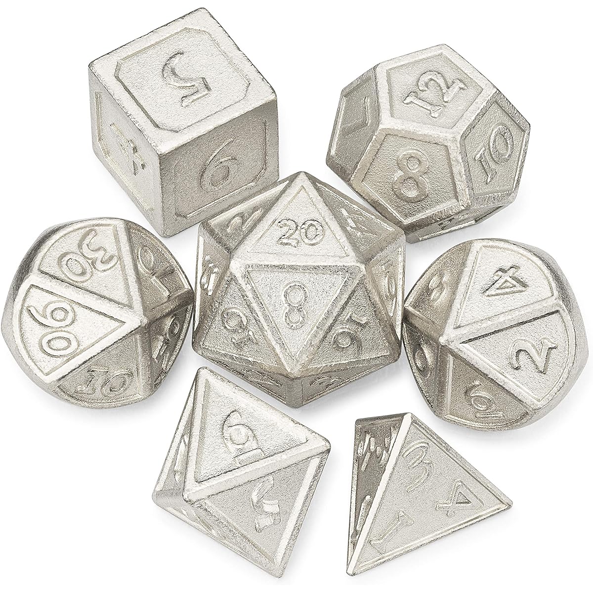 HEIMDALLR Metal DND Dice Set, 7pcs Dungeons & Dragons Polyhedral Dice Set with D&D Dice Bag for RPG Games, D20 Included, Blacksmith Craft Dice (Alchemy)