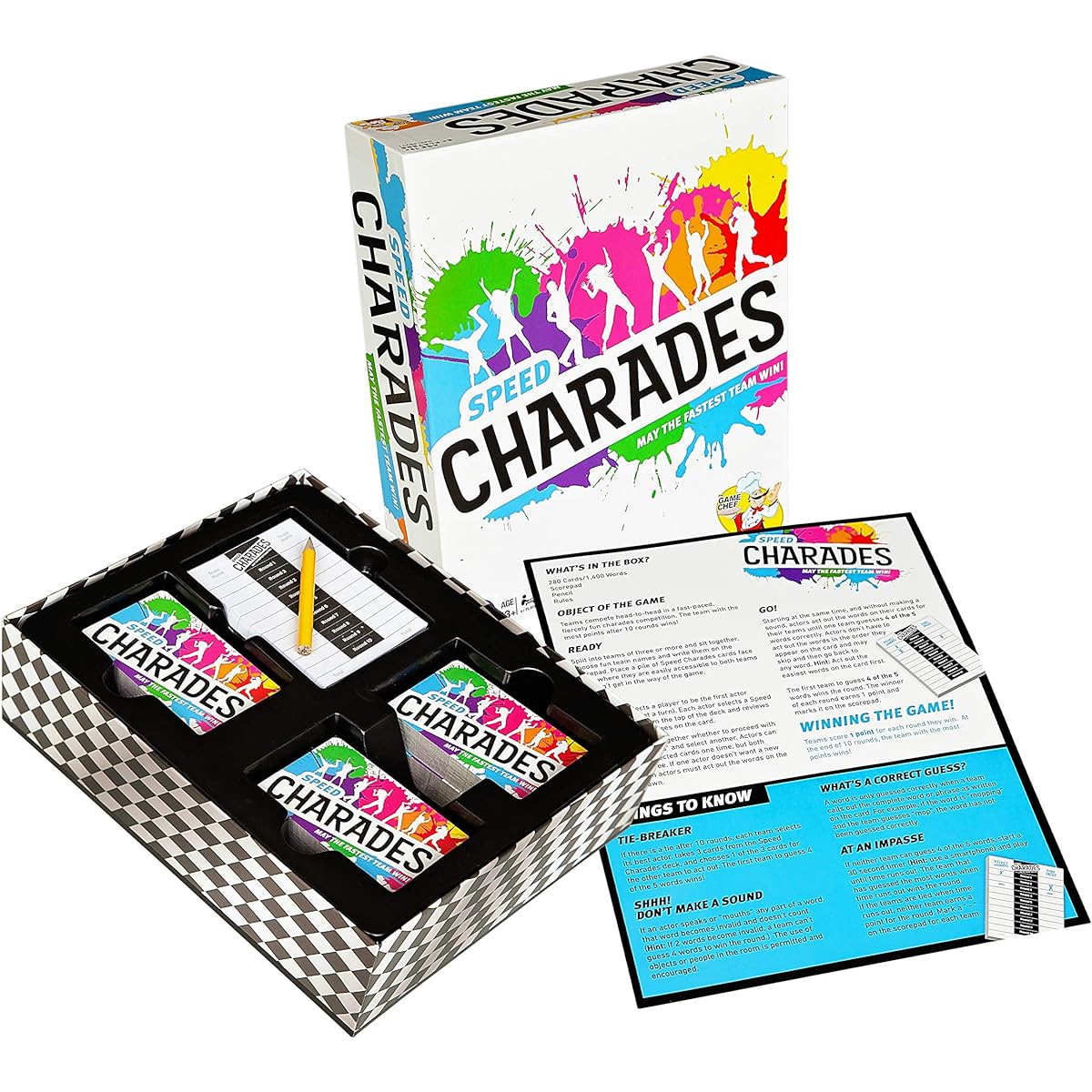 Speed Charades Party Game - Charades Board Game - Includes 1400 Charades - Perfect for Group or Family Game Night
