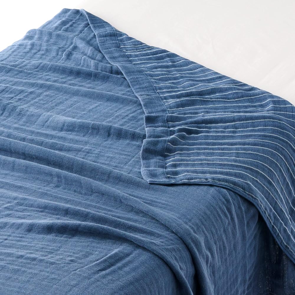 MUJI MUJI Quadruple Gauze Blanket Beige Stripe Double Size 180 x 200cm 12864479