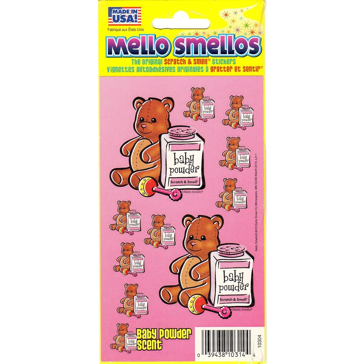 Teddy Bears Baby Powder Scent Scratch and Smell Scrapbook Stickers (10304)