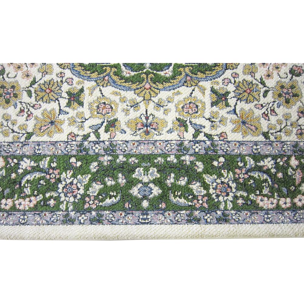 Machine washable! Gobelin woven mat with soft texture using mall thread 90x150cm Kum/Green