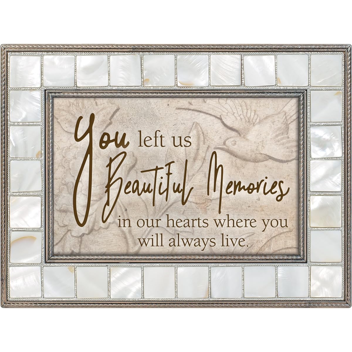 Beautiful Memories Hearts My Mother's Pearl Gray Antique Music Box Plays Wind Beneath My Wings