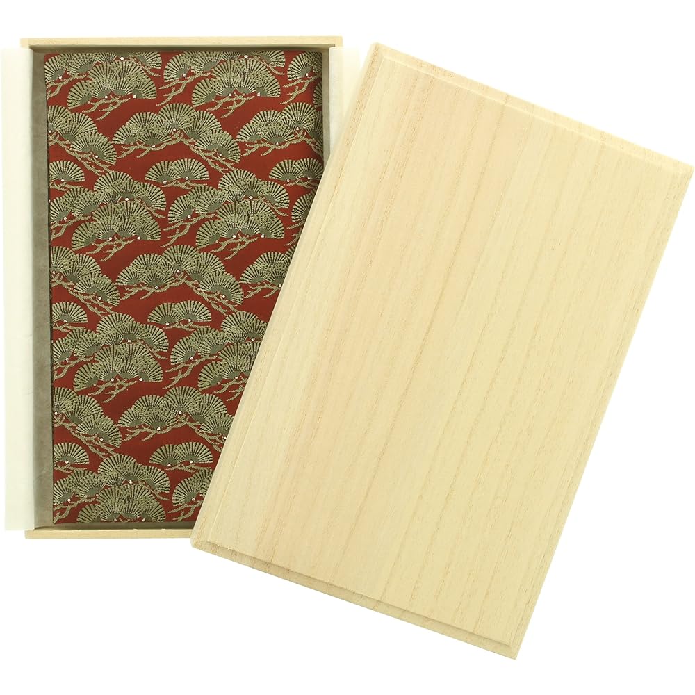 Taiko Sangyo Fukusa for Congratulations and Condolences, Vermilion, 20 x 12.5 x 0.6cm, Matsuju, Pure Silk Nishijin Ori, Kinsei Fukusa, Paulownia Box 149-1