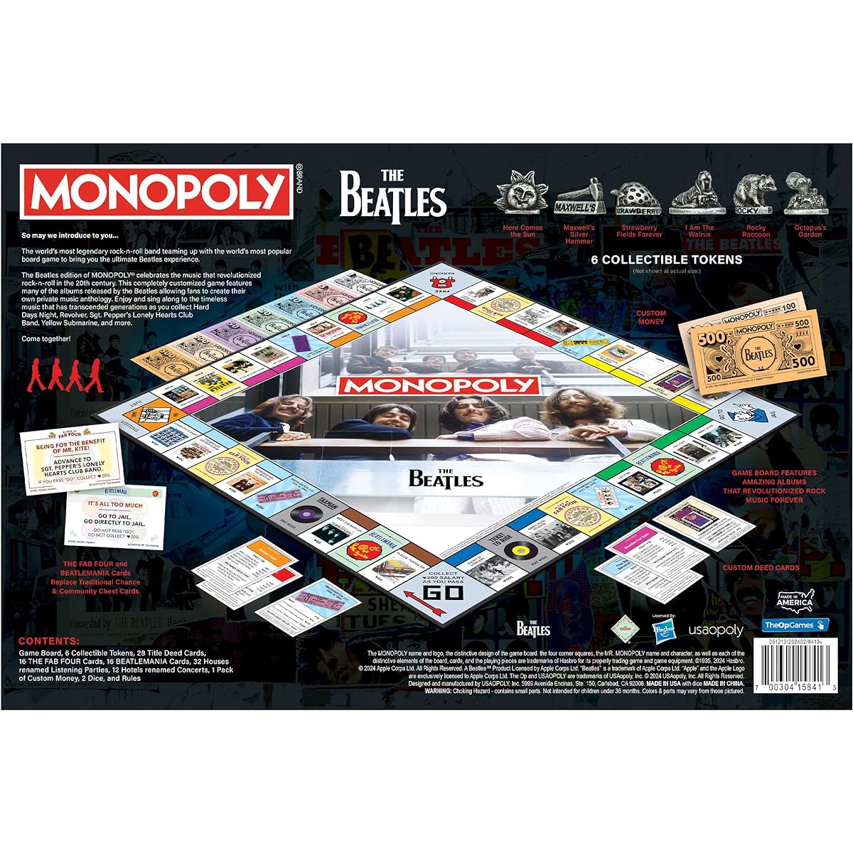 Monopoly: The Beatles | Play as Rocky Raccoon Maxwell's Silver Hammer I Am The Walrus & More | Officially Licensed Collectible Game Beatles Rock Band for 2-6 Players, MN043-190-002400-06