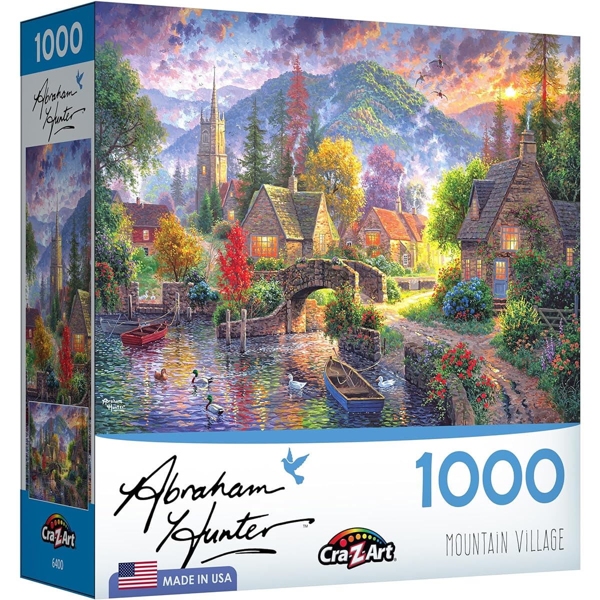 RoseArt Abraham Hunter Jigsaw Puzzle 1000 Piece Mountain Village