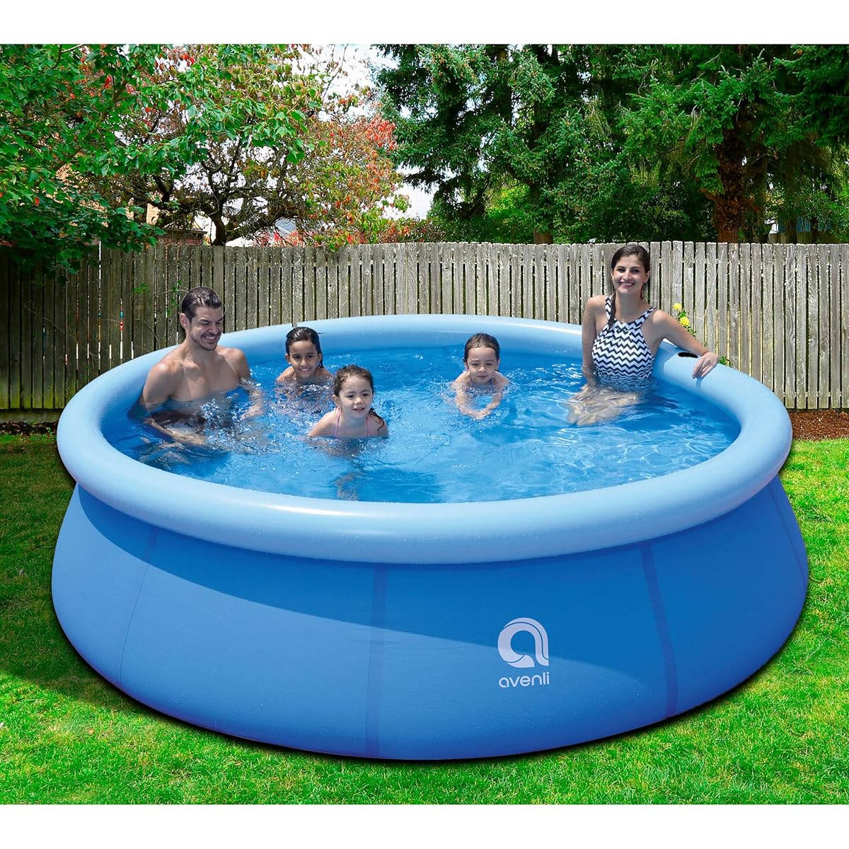 JLeisure Avenli 17807 10' x 30' 2-3 Person Capacity Prompt Set Above Ground Kids Inflatable Outdoor Backyard Kids Swimming Pool Blue
