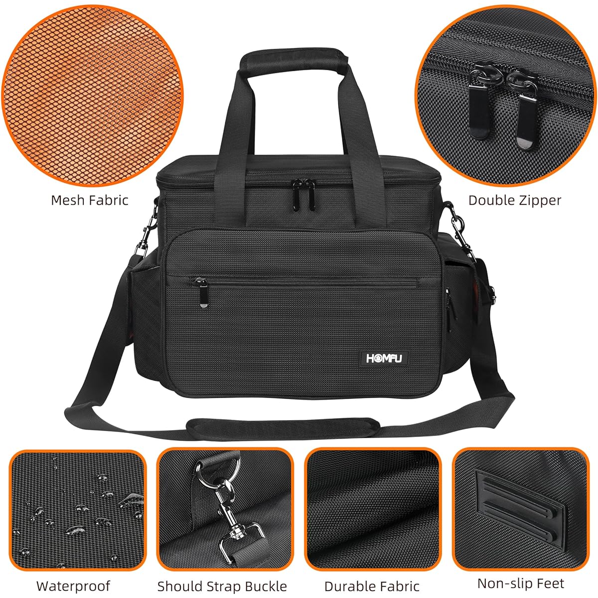 HOMFU DJ Gig Gear Bag - DJ Cable File Organizer Bag with Removable Dividers DJ Travel Gig Bag with Organization Package for Business Trips Daily Use DJ File Equipment Musician Accessories Travel Outdoor