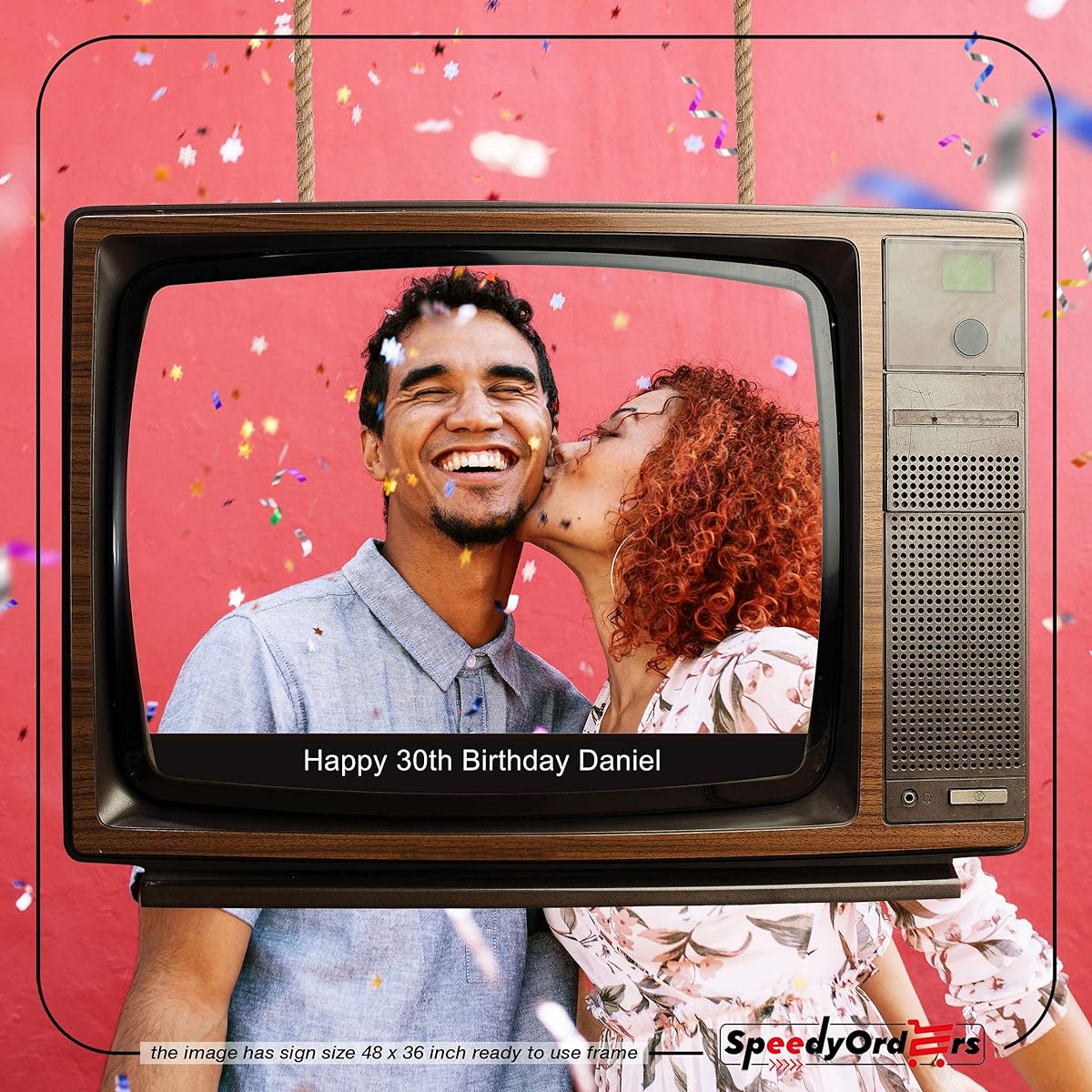 Custom Retro TV Set Photo Booth Props Size 36x24 48x36 Personalized Social Media TV Telly Screen Photo Booth Retro Selfie Frame Home Decor Birthday Party Supplies TV Show Frame