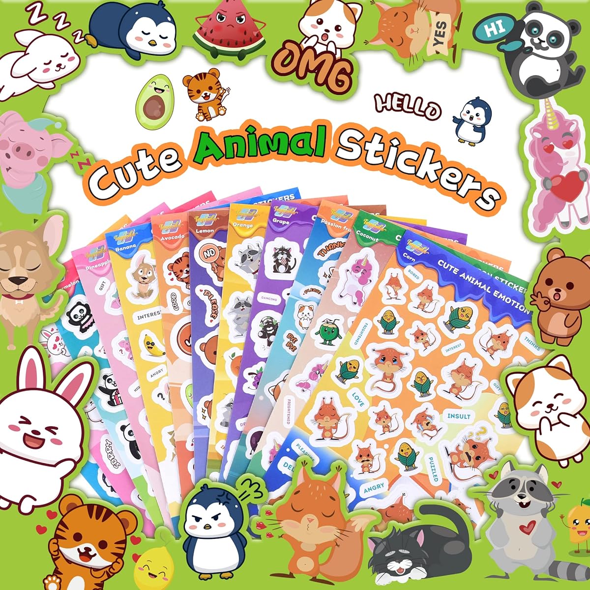 Scratch & Sniff Stickers 48 Sheets 12 Scents Cute Animal Emotion Stickers for Kids