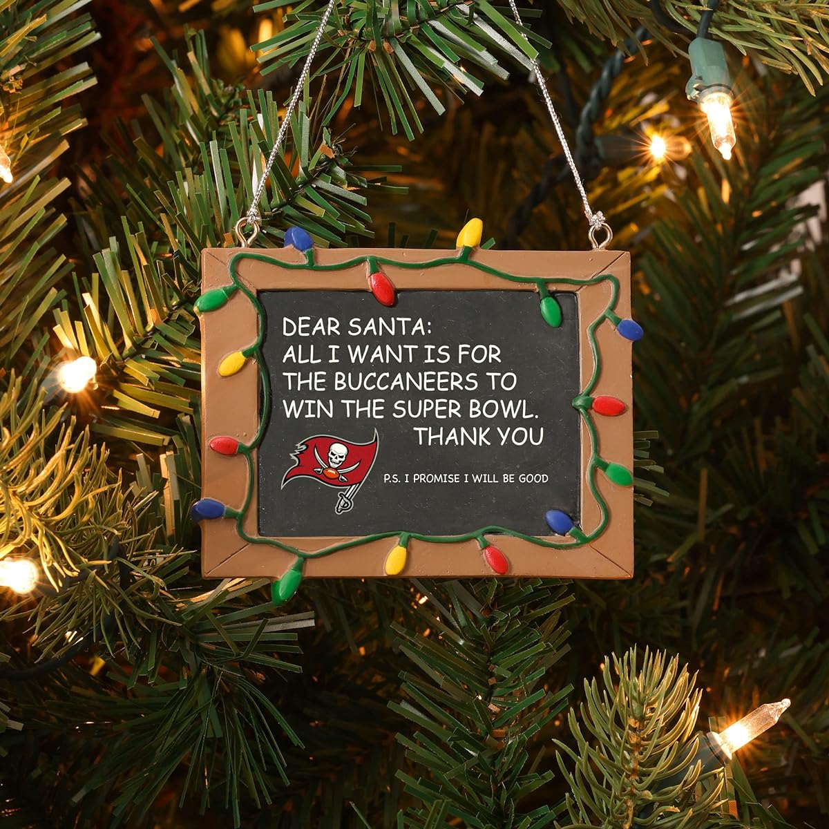 NFL Tampa Bay Buccaneers Resin Chalkboard Sign Ornament, Red, One Size