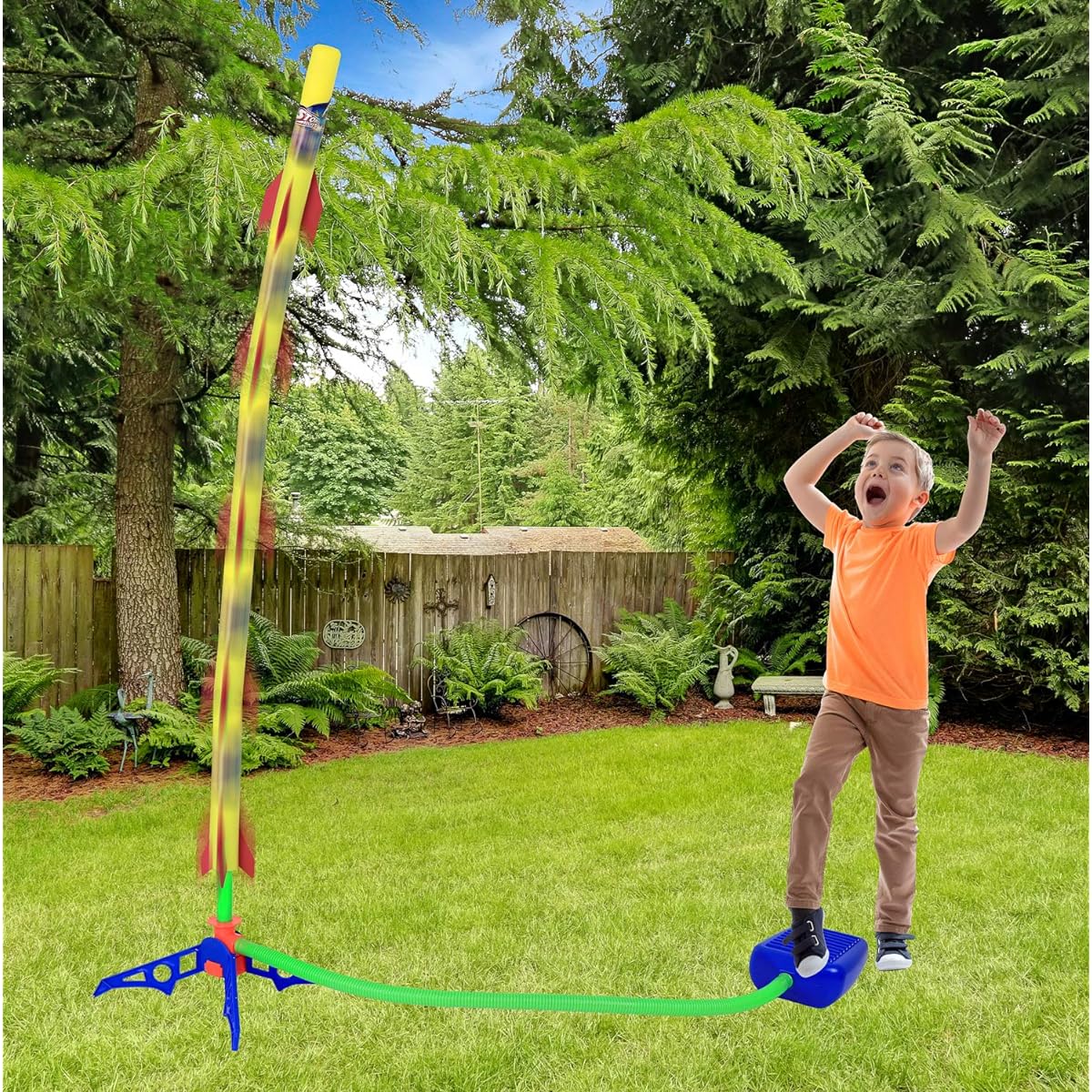 Kiddie Play Rocket Launcher - Rocket Launcher for Kids with 6 Rockets - Outdoor Toys - Gifts for Boys and Girls - Ages 6+