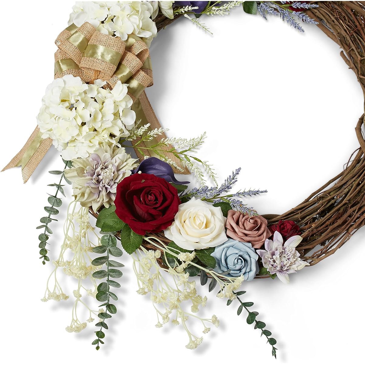VADCAD 24" All Seasons Wreath - Front Door Wreath - Artificial Rose - Welcome Wreath - Farmhouse Decor for Home - Modern Home Decor
