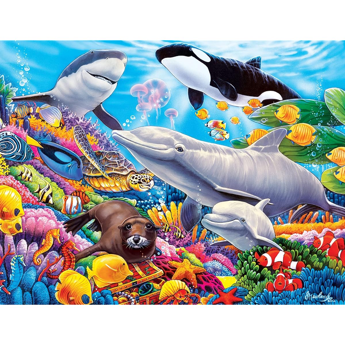 MasterPieces World of Animals 100 Piece Jigsaw Puzzle for Kids - Undersea Friends 11.5"x15"