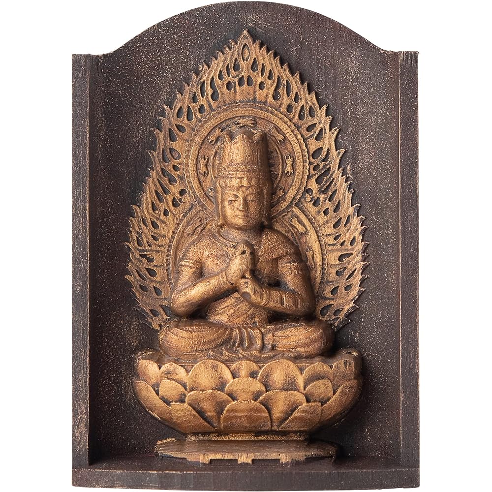 Zeku Dainichi Nyorai Buddha statue with Zushi (gold antique finish) Koyasan Kongo Samadhiin prayer _Kobo Daishi Kukai Fudo Myoo Twelve Zodiac Amulet Main Image (T00254-L