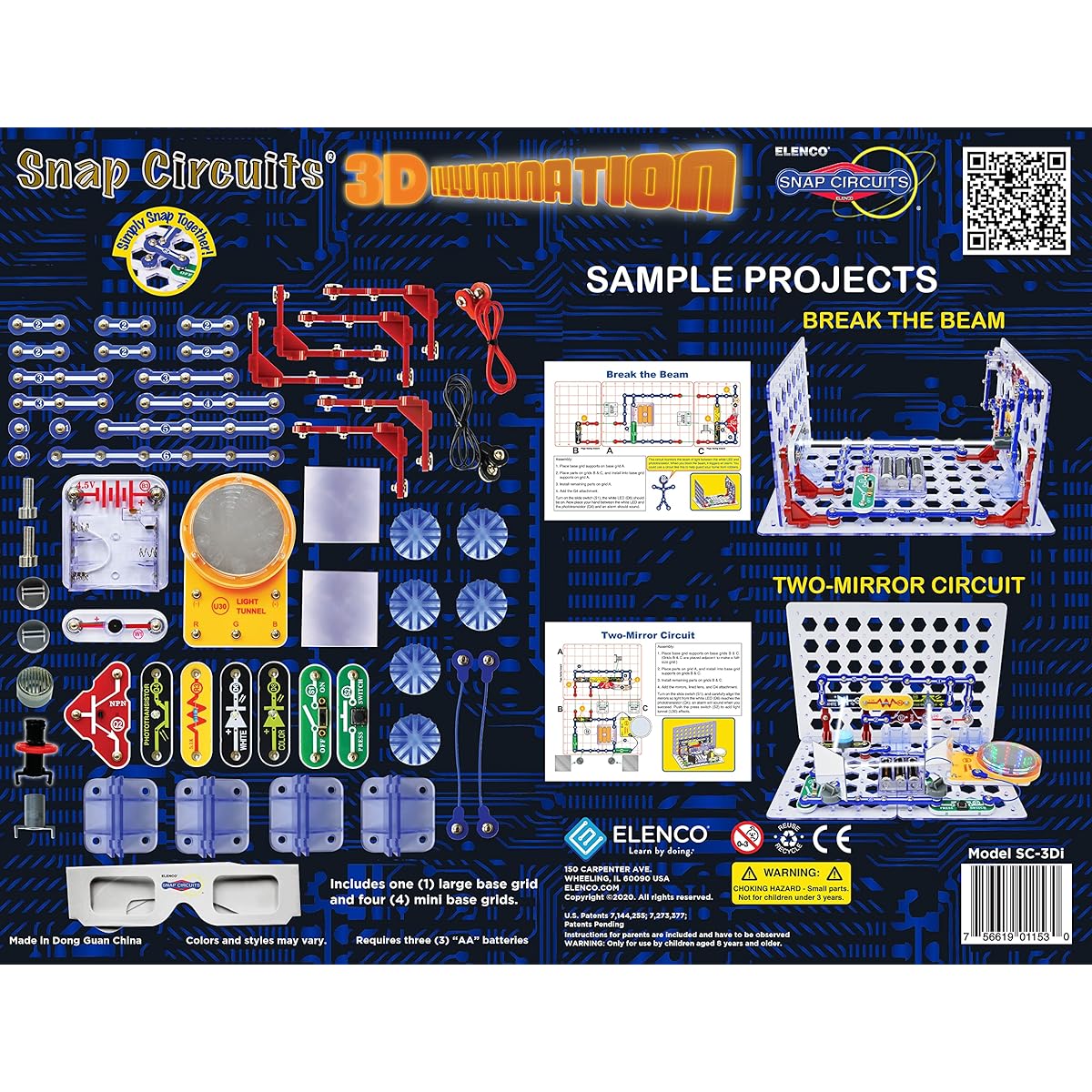 Snap Circuits 3D Illuminated Electronics Exploration Kit | 150+ STEM Projects | Full Color Project Manual | 50 Parts | STEM Educational Toy for Kids Ages 8+