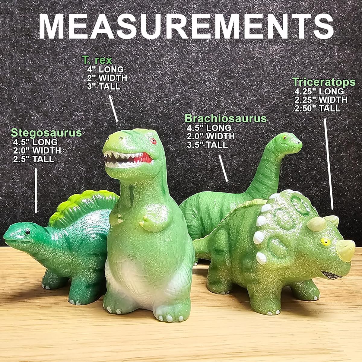 (Jet Creations) Jet Creations Dinosaur Figure Set 4.5" Pearlescent Green Desktop Display Neo Squishy Toys for Kids Ages 3 and Up Stress Relief 4 Pack