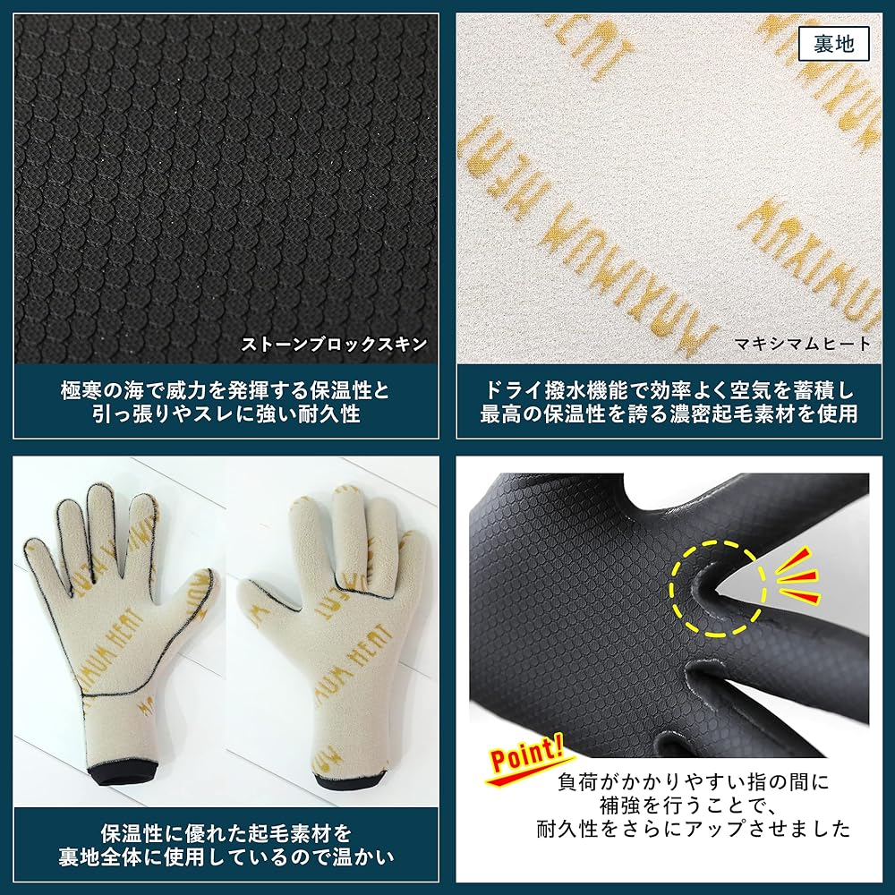 FELLOW Surf Gloves 4mm Thermal Brushed Surfing Diving SUP Wetsuit Gloves Men's Women's Japanese Standards Waterproof Heat Storage Thermal Retention