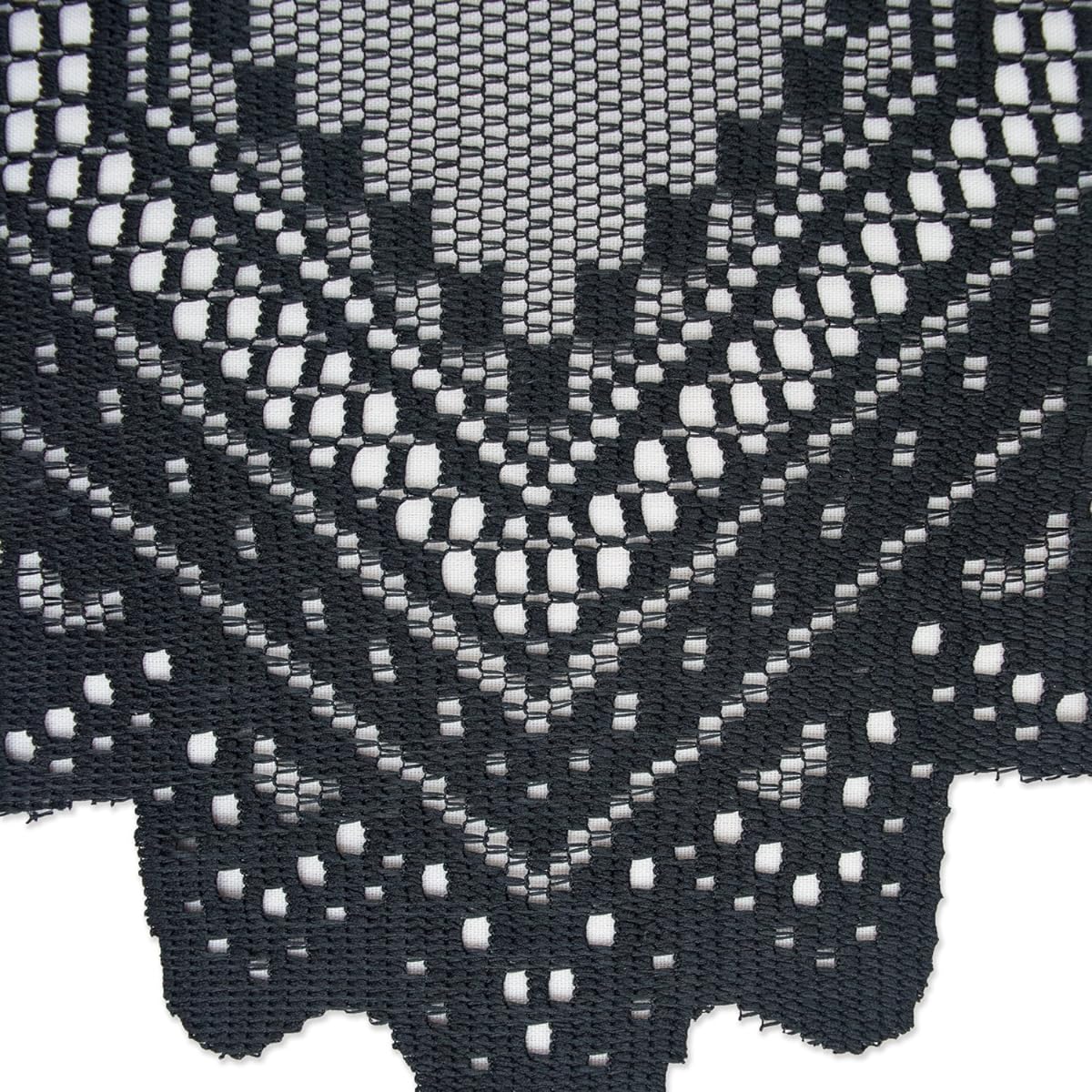 DII Black Lace Overlay Tabletop Collection Gothic Halloween Decor Table Runner 14x72 Inch Black