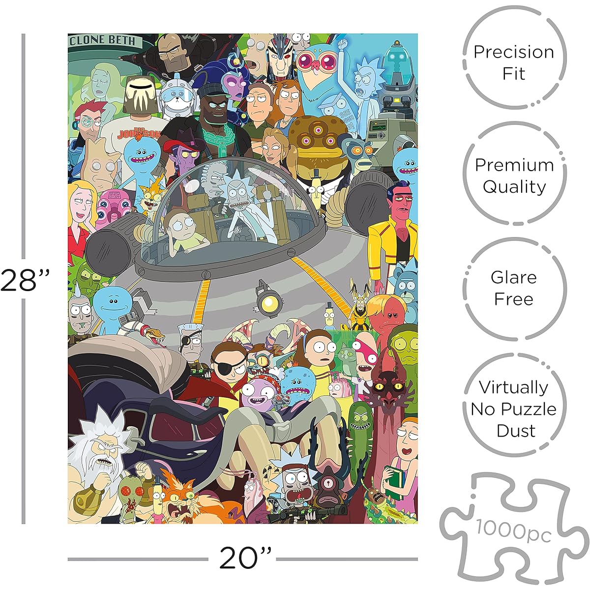 Aquarius Rick and Morty Cast Puzzle (1000 Piece Jigsaw Puzzle) - Glare Free - Precision Fit - Virtually No Puzzle Dust - Officially Licensed Rick and Morty Merchandise & Collectibles - 20x27 Inch