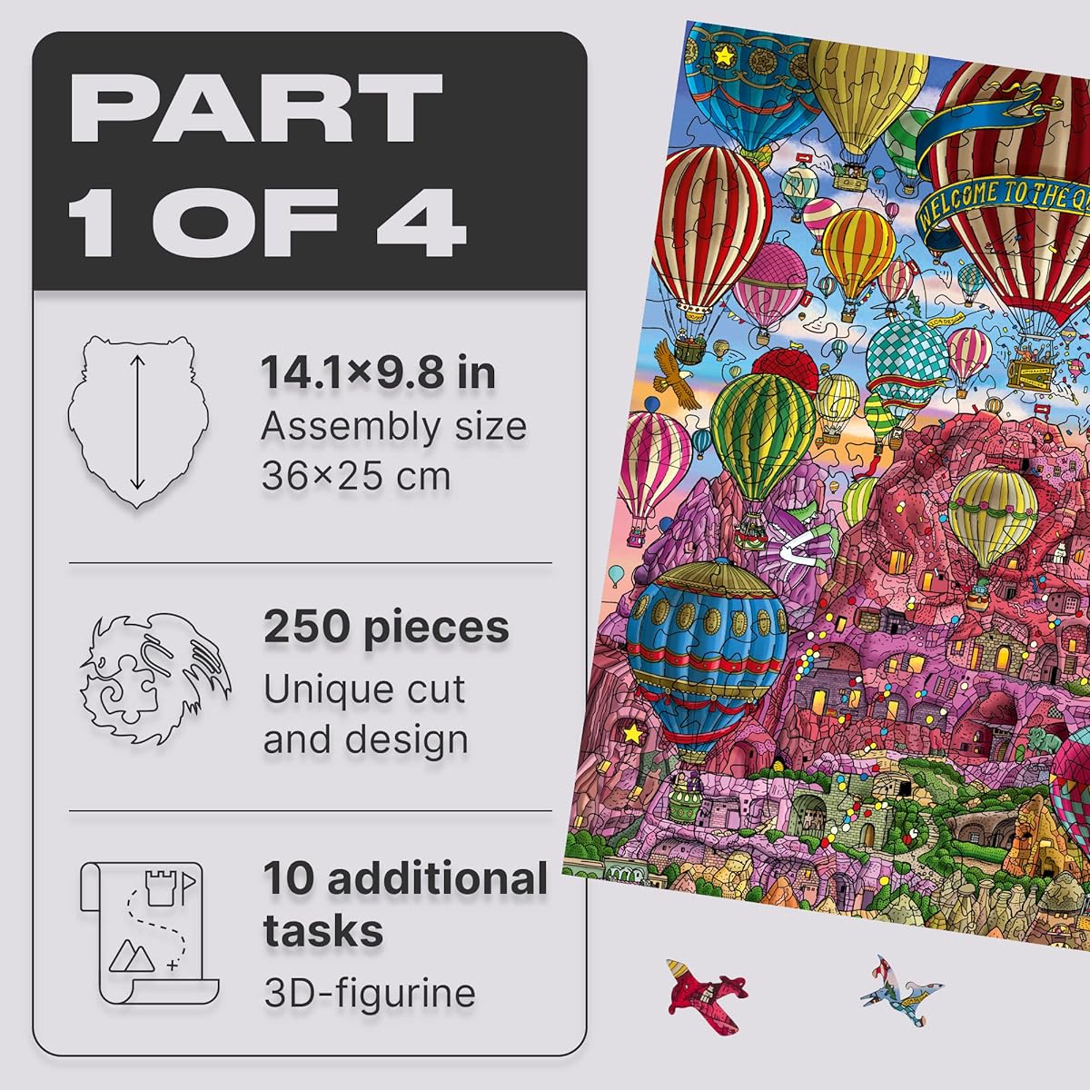 UNIDRAGON Wooden Puzzle QUEZZLE Series ~Amazing Cappadocia~ Part 1 250 Pieces